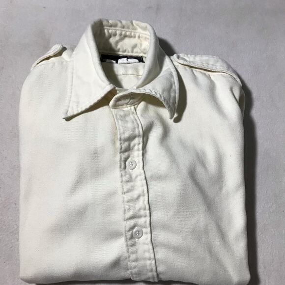 Norm Thompson mens L ivory cream field shirt jacket long sleeve button up layer - Picture 9 of 9